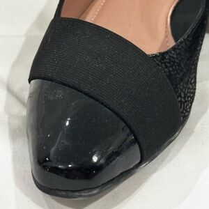Black leopard printed suede Patent leather toe cap Women's Flats